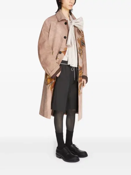 Palton Dries Van Noten cu model floral cu imagine roz