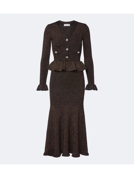 Rochie midi Self-portrait tricotate maro