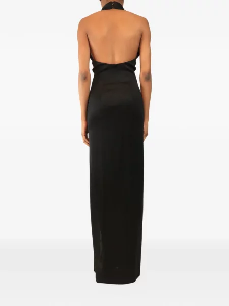 Rochie maxi Galvan London cu gât halter negru