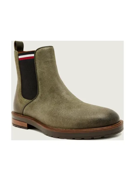 Tommy Hilfiger Ghete chelsea | piele întoarsă verde