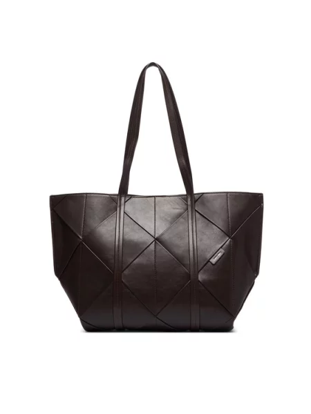 Shopper kabelka Calvin Klein z ekologickej kože hnedá