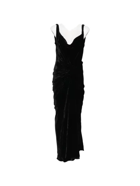 Rochie maxi Rick Owens de catifea drapată negru
