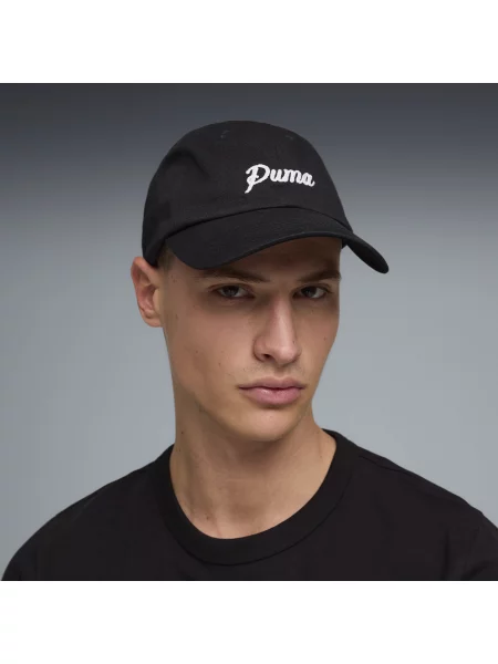 PUMA Czapka typu dad Essentials Script Akcesoria OSFA czarny