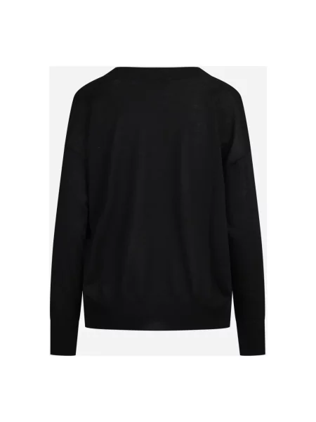 Sweter Jucca wełniany z dekoltem w serek czarny