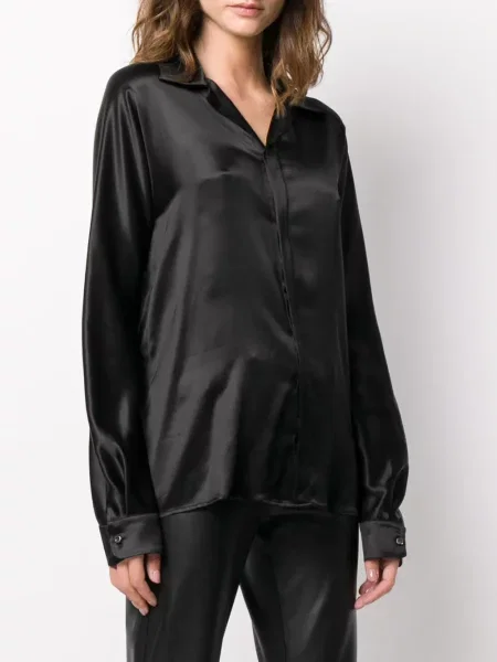 Gulerat cămașă Dsquared2 de mătase negru