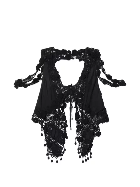 Croșetat top Isabel Marant cu decolteu în V negru