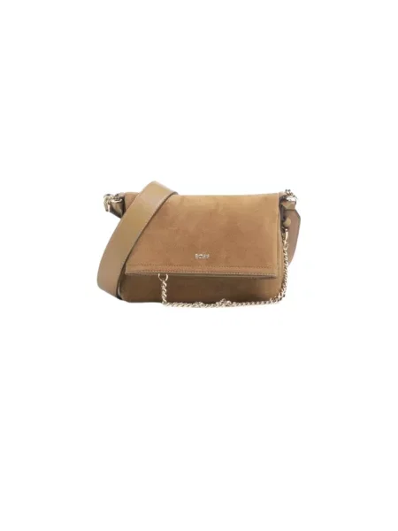 Lniana torebka crossbody Boss brązowa