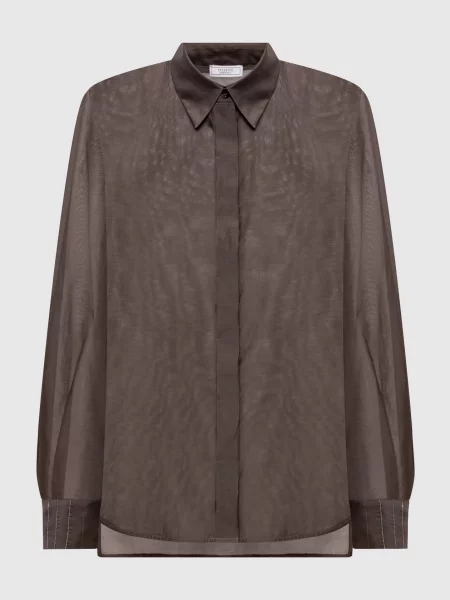 Блуза з шовком Peserico коричнева