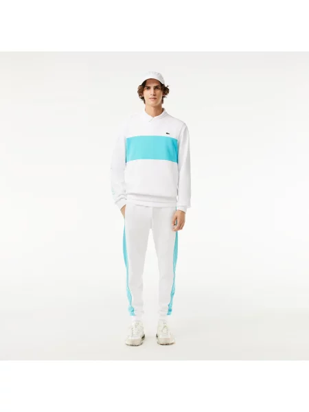 Lacoste Bluza Classic Fit Z Nadrukiem 3D W Blokach Kolorów biała