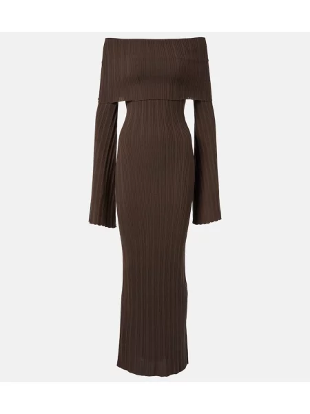 Svilena maksi obleka Aya Muse rjava