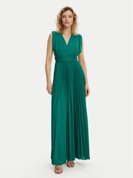 Рокля Morgan дълга разкроена зелено