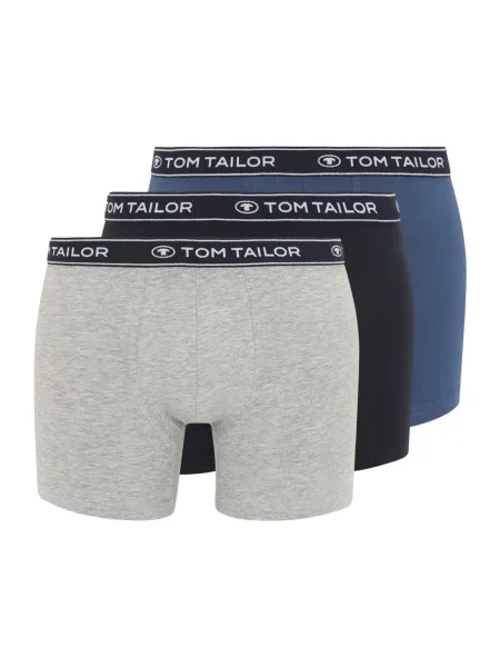 TOM TAILOR Boksarice modra / temno modra / pegasto siva bela