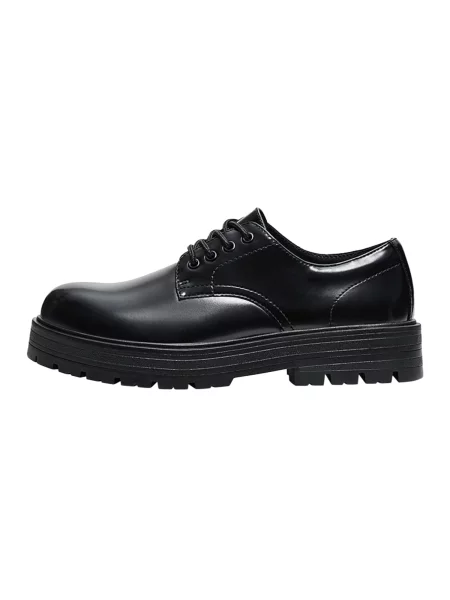 Bershka Pantofi cu șireturi negru
