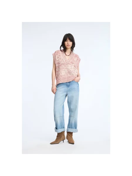 Dzianinowy sweter Munthe różowy