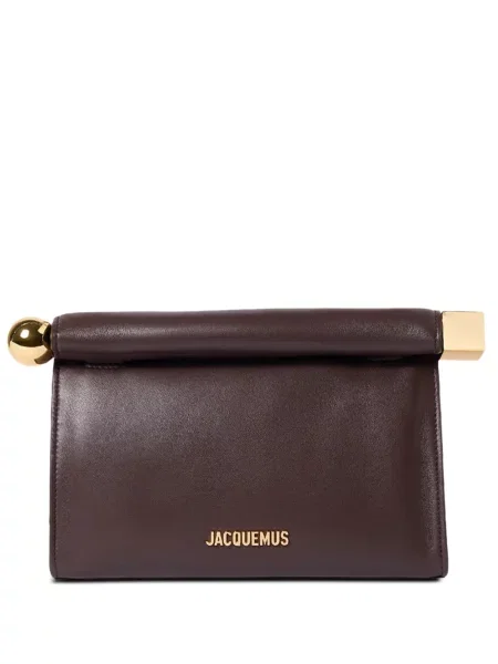 Δερμάτινος clutch Jacquemus με αυτόγραφο καφέ