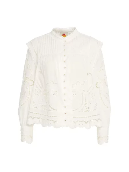 Bluzka Farm Rio z bufiastymi rękawami biała
