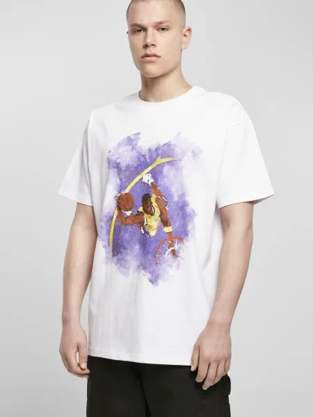 MT Upscale Tricou / mov închis / maro / galben alb