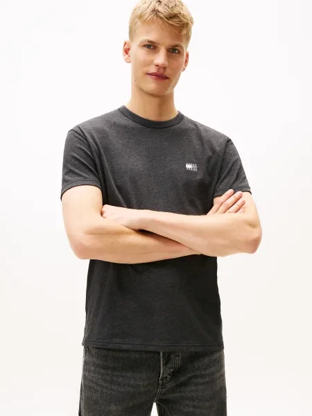 Tommy Jeans Tričko sivá / čierna biela