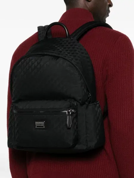 Jacquard ruksak Emporio Armani s autogramom crna