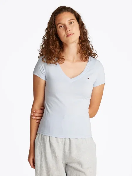 Tommy Jeans Majica Svetlo Slim Fit modra