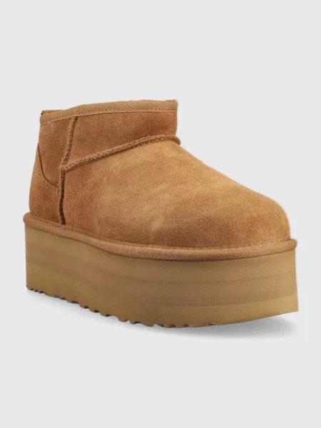 Замшеві чоботи UGG W Classic Ultra Mini Platform коричневий