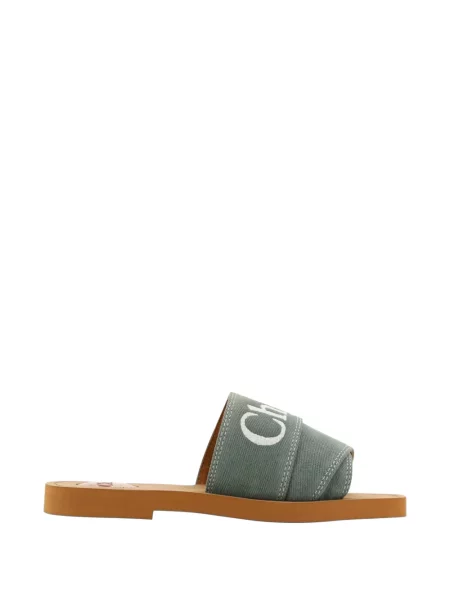 Sandale Chloé cu broderie verde