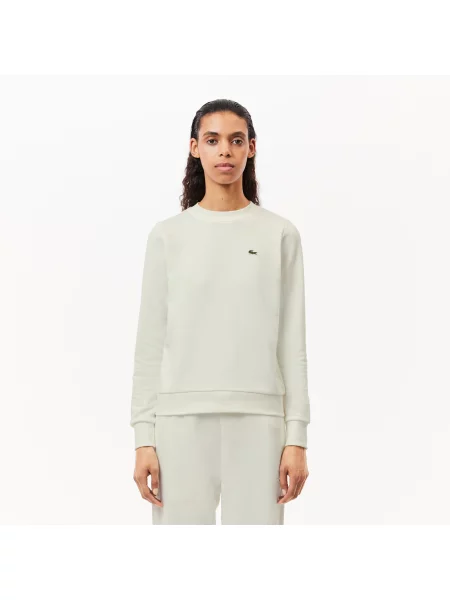 Lacoste Bluza Z Okrągłym Dekoltem Regular Fit biała