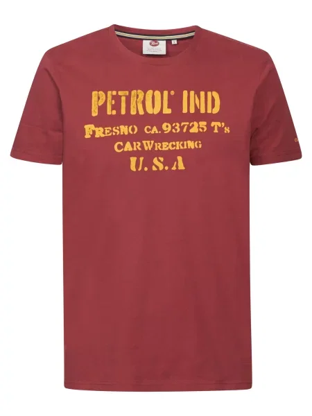Petrol Industries Tričko rezavě hnědá žlutá