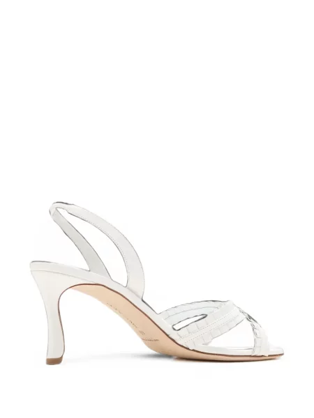 Sandale Manolo Blahnik din piele cu volane alb
