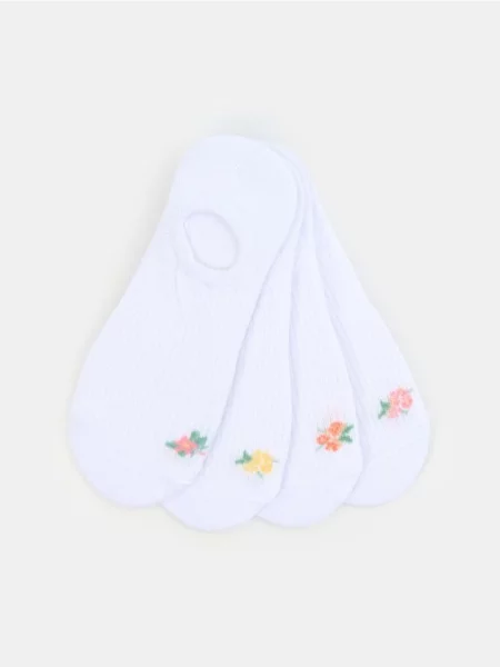 Низькі Шкарпетки з Квітковою Вишивкою 4 Шт білий