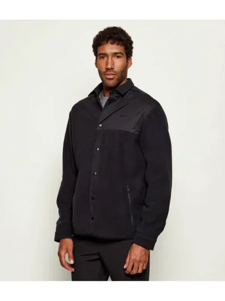 BOSS GREEN Din fleece geacă | Relaxed fit | stretch negru