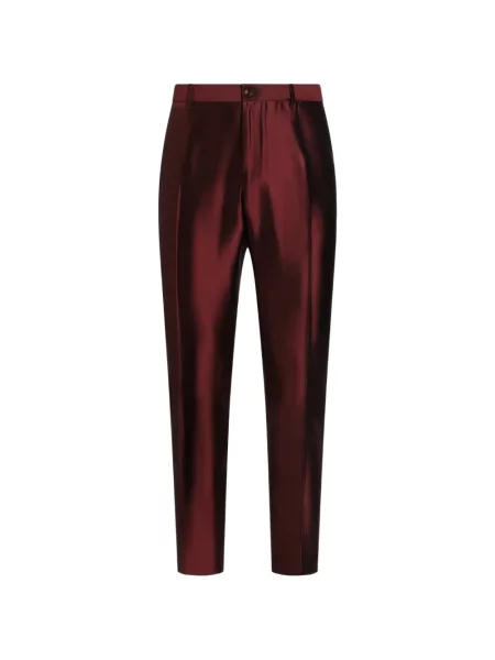 Pantaloni Dolce & Gabbana de mătase roșu
