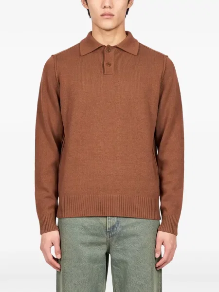 Πλεκτό μακρύς polo Manifatture Del Nord καφέ