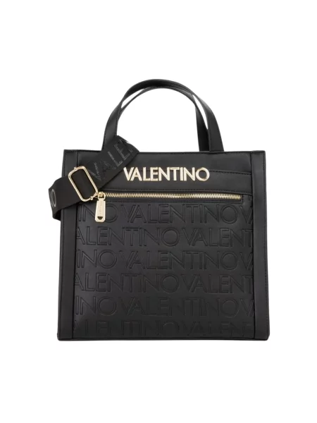 Lniana torebka Valentino By Mario Valentino czarna