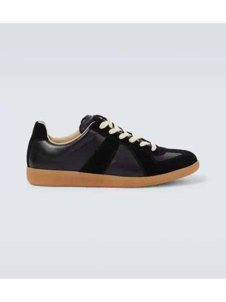Sneakerși Maison Margiela din piele de căprioară negru