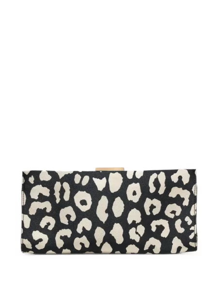 Geantă plic Carolina Herrera cu model leopard din jacard negru