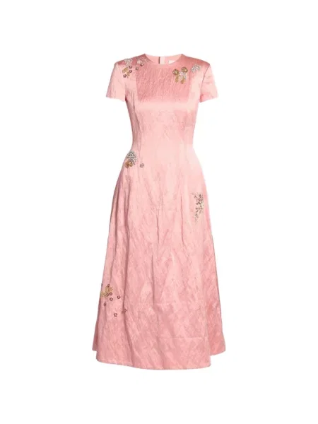 Rochie Erdem cu broderie cu model floral roz