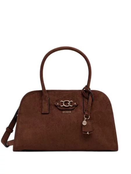 Geantă shopper Guess cu autograf maro