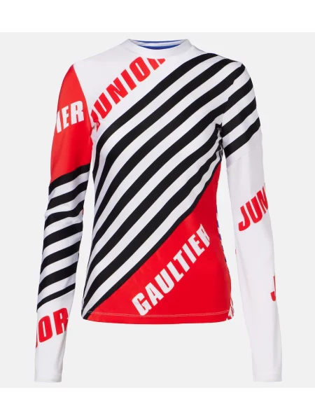 Tricou Jean Paul Gaultier cu dungi din jerseu cu autograf