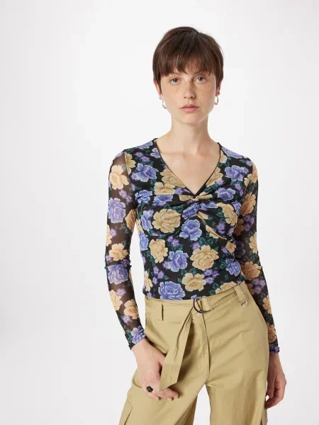 Dorothy Perkins Tričko pastelovo žltá / smaragdová / fialová čierna