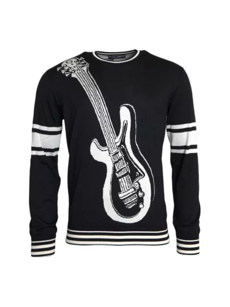 Jedwabny sweter Dolce And Gabbana z nadrukiem biały