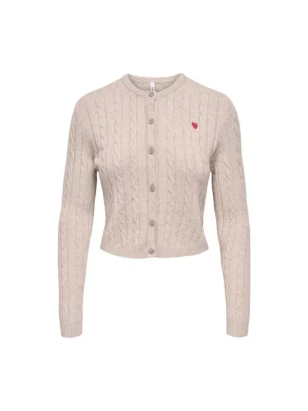 Kardigan Only z długim rękawem beżowy