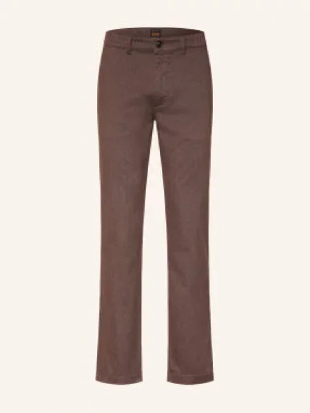 Boss Flanelové Chino Kalhoty Střih Slim Fit tmavě hnědá