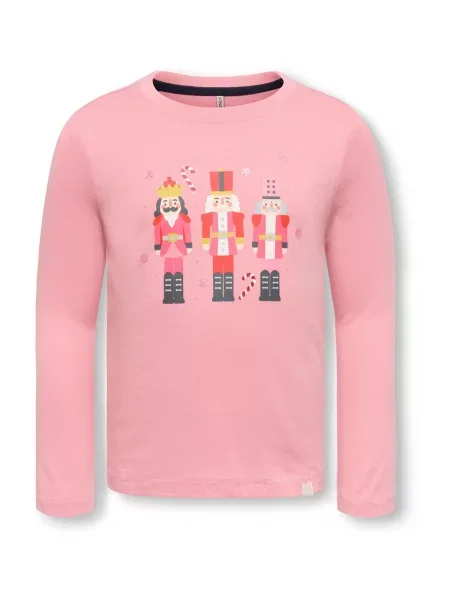Only Mini Majica KMGCANDYCANE roza / krvavo crvena / crna bijela