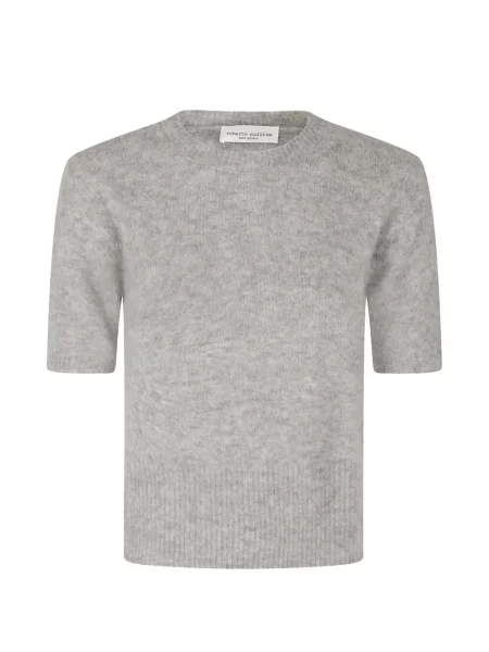 Scurt tricou Roberto Collina cu decolteu rotund gri