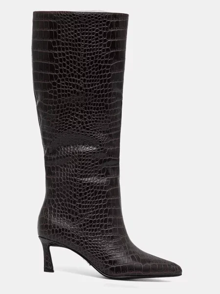 Шкіряні чоботи Steve Madden Lavan на шпильці коричневий