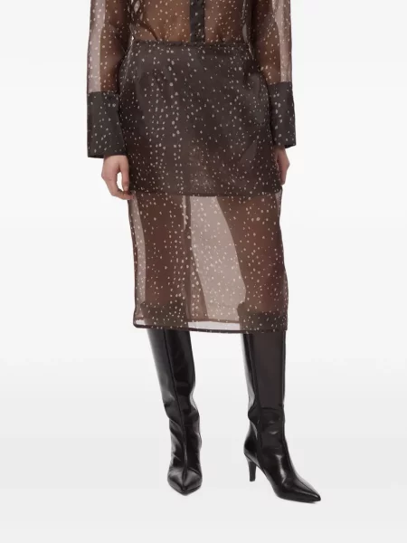 Fustă midi Apparis din organza maro