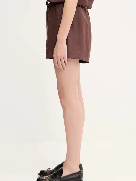 Лляні шорти Samsoe Samsoe MAREN однотонна висока посадка зелений