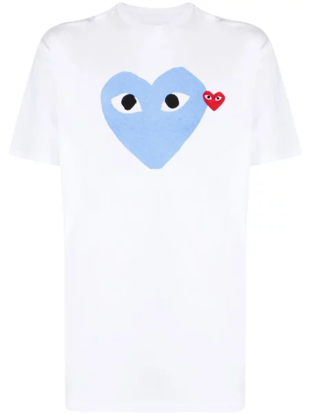 Tricou Comme Des Garcons Play cu motiv cu inimi alb