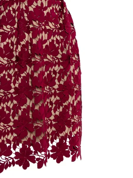 Rochie mini Self-portrait cu model floral din dantelă roșu